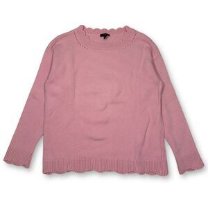 Talbots Pink Scalloped‎ Edge Knit Sweater Casual Pullover Long Sleeve Womens SP